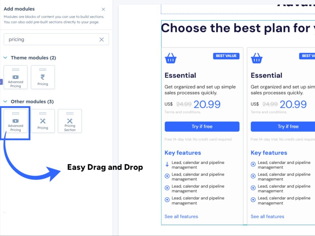 Drag-and-Drop Sections